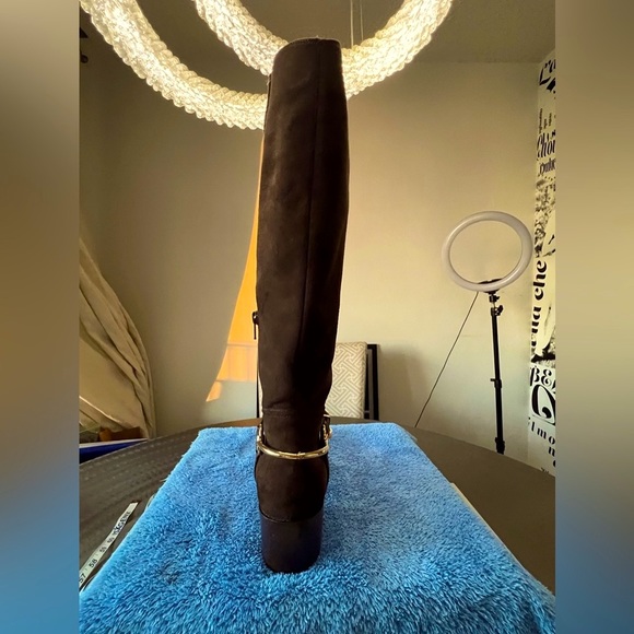 LE PEPE / THE CANOSCIO FOND BROWN SUEDE HARNESS RIDING BOOTS the spurs are rem. - Picture 6 of 15